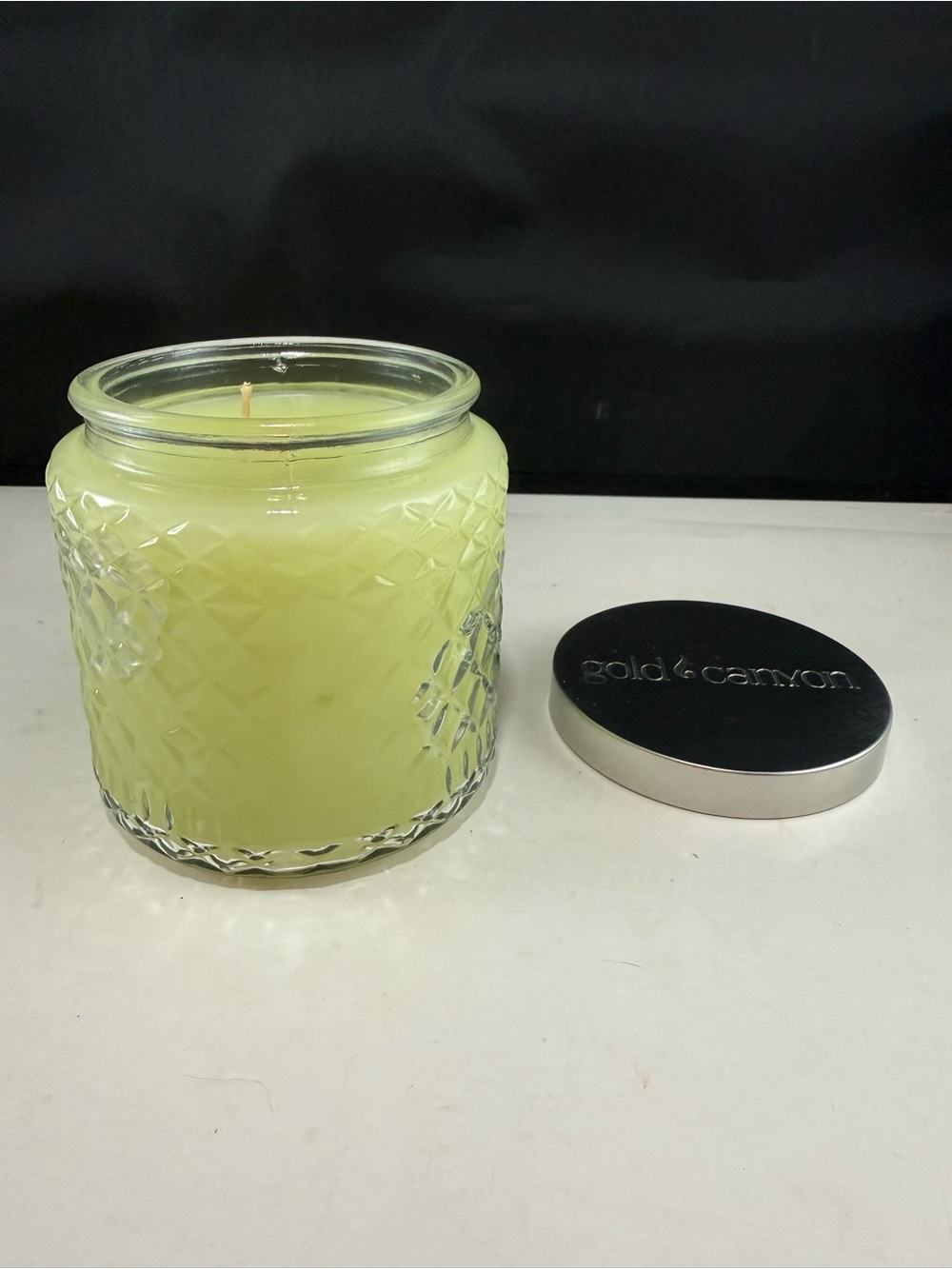 Gold Canyon Candle Matcha Tea RARE Textured Glass Jar Candle 16oz New